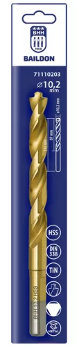 Baildon fém fúrószár 3 ágú 10,2 mm, HSS TiN (S), 133-87 mm