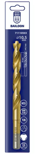 Baildon fém fúrószár 3 ágú 10,5 mm, HSS TiN (S), 133-87 mm