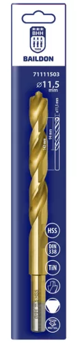 Baildon fém fúrószár 3 ágú 11,5 mm, HSS TiN (S), 142-94 mm