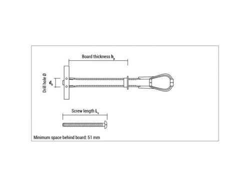 Nagy teherbírású T elem gipszkartonhoz + M4 x 50 metrikus csavar BTL (4 db/cs)