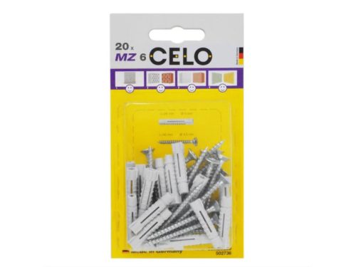 Celo Univerzális műanyag dübel 6 x 29 + 4,5 x 40 facsavar MZ (20 db/cs)