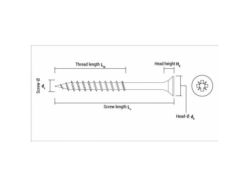 Faforgácslap csavar 4,0 x 70 mm Velox, teljes menetes, PZ, fehér cink (200 db/cs)