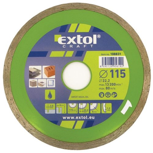 Extol Craft gyémánt vágókorong, vizes vágásra 125×2,2×22,2mm