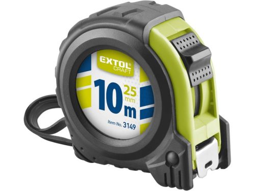Extol Craft mérőszalag, gumírozott, 1 stoppos 10m×25mm