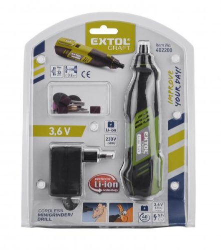 Extol Craft akkus mini köszörű és fúrógép, Li-ion 3,6V, 1300 mAh