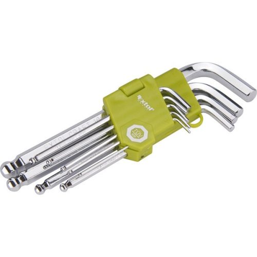 Extol Craft imbuszkulcs készlet, Cr40. gömbfej TÜV/GS, 9db, 1,5-10mm, bliszteren