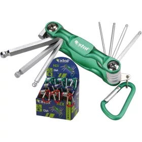 Extol Craft imbuszkulcs készlet, Cr40 gömbfej, színes, TÜV/GS 7db, 1,5-6mm, karabínerrel.