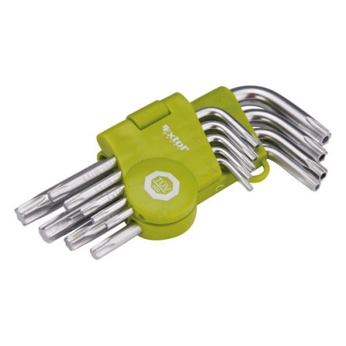 Extol Craft TORX kulcs klt., rövid, Cr40, TÜV/GS; 9db, T10-T50, bliszteren, egyik vége lyukas