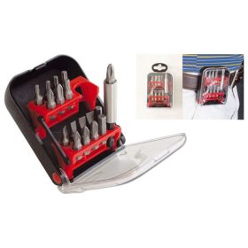 Extol Craft bit készlet, CV., övre akasztható 17db PZ,PH,lapos,torx + rozsdamentes bittartó