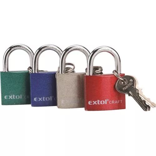Extol Craft lakat, vas, 3 kulccsal, dobozban 63mm