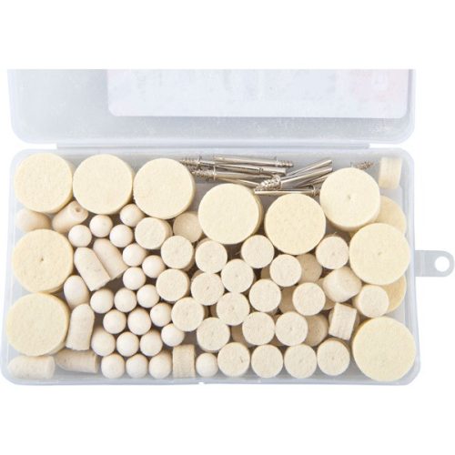 Extol Craft mini polírozó készlet 3,2 mm befogás, 120 db, 3 féle fejforma, gyapjú filc