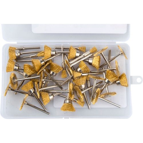 Extol Craft mini drótkorong készlet 3,2 mm befogás, 45 db, 3 féle fazékkefe fejforma, rezezett acélszál
