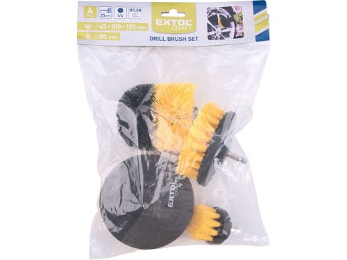 Extol Craft tisztító kefe fúrógépbe 4 részes készlet