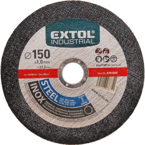 Extol Industrial vágókorong ipari, acélra/rozsdamantes acélra; 125×1,0×22,2mm