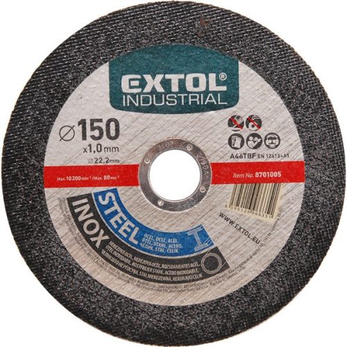 Extol Industrial vágókorong ipari, acélra/rozsdamentes acélra 125×1,0×22,2mm