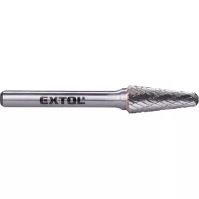 Extol Industrial keményfém turbómaró, kúpos, kerek orrú, átmérő 10×25mm/szár 6mm, keresztfogazás