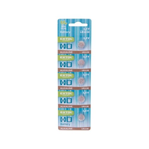 Extol Light gombelem készlet 5 db, alkáli, 1,5V, (LR1130)