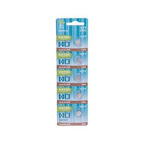 Extol Light gombelem készlet 5 db, alkáli, 1,5V, (LR41)