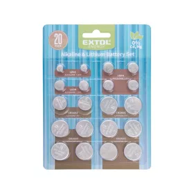 Extol Light gombelem készlet 20 db, Lítium 3V és alkáli 1,5V