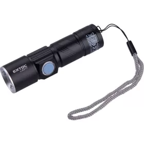 Extol LED lámpa, 3 W, XPE LED 150 Lm, ALU ház, zoom, újratölthető Li-ion akkus, 450 mAh