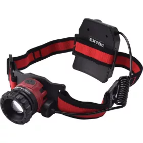 Extol Light LED fejlámpa, 10 W, CREE XPL, 450 Lumen tölthető akkuval, fehér+piros