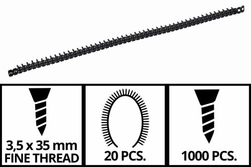 Einhell tárazott finom gipszkarton csavar 3,5x35 mm 1000 db
