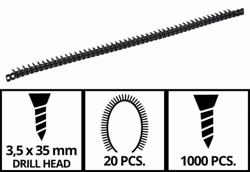 Einhell tárazott gipszkarton csavar fúróheggyel 3,5x25 mm 1000 db