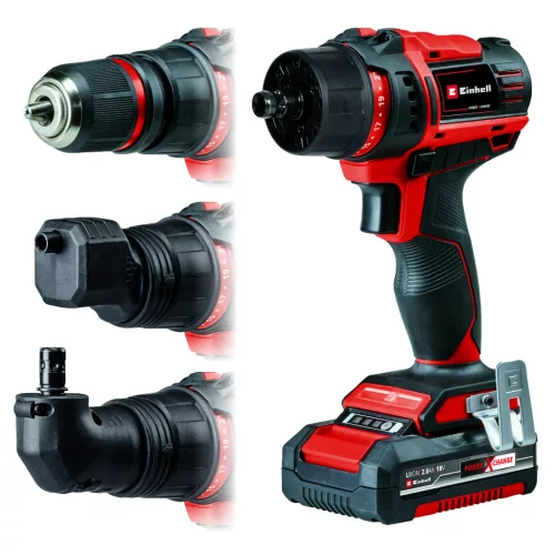 Einhell akkus fúró-csavarozó 18V fúró és bit készlettel TE-CD 18/45 3X-Li 2Ah Akku+töltő kofferben