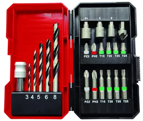 Einhell akkus fúró-csavarozó 18V fúró és bit készlettel TE-CD 18/45 3X-Li 2Ah Akku+töltő kofferben