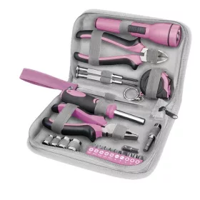 Extol Lady szerszámkészlet, 23db, 1/4", rózsaszín, 4 dugófej (6-12mm), fogók, mérőszalag, BIT-ek