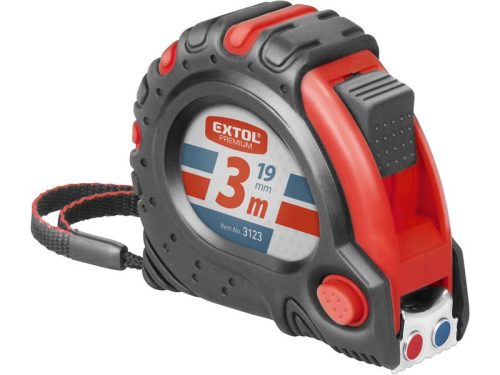 Extol Premium mérőszalag, gumírozott, mágneses 3 stoppos 3m×19mm