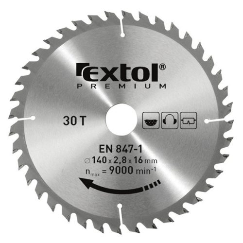 Extol Premium körfűrészlap, keményfémlapkás, 125×22,2mm(lyuk átm), T40; 2,6mm lapkaszélesség, max. 10000 ford/perc