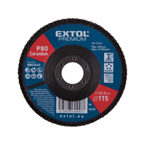 Extol Premium lamellás csiszoló, 115×22mm P100, kúpos, EN13743