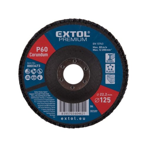 Extol Premium lamellás csiszoló 125×22mm P120, 12.300 ford./perc, EN13743