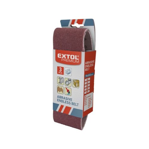 Extol Premium csiszolószalag készlet 75×457mm 3 db P40