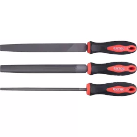 Extol Premium fémreszelő készlet, 3 db (lapos, félkerek, kerek), 200mm