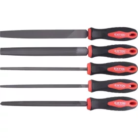 Extol Premium fémreszelő készlet, 5 db (lapos, félkerek, kerek, háromszög, négyszög), 200mm