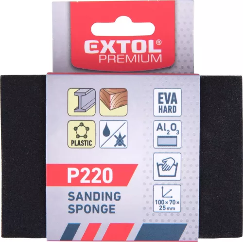 Extol Premium kézi csiszolóblokk, 100×70×25mm, P220