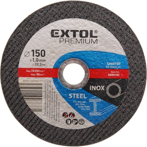 Extol Premium vágókorong acélhoz/inoxhoz, kék 115×1,0×22,2mm