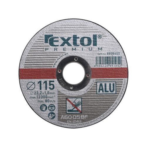 Extol Premium vágókorong alumíniumhoz, szürke 115×1,0×22,2mm, max 13300 ford/perc