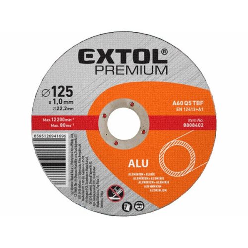 Extol Premium vágókorong alumíniumhoz, szürke 125×1,0×22,2mm, max 12200 ford/perc