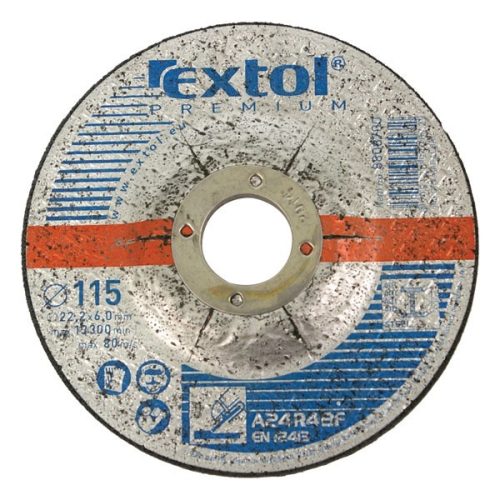 Extol Premium csiszoló korong acélhoz, kék; 115×6,0×22,2mm, max 13300 ford/perc