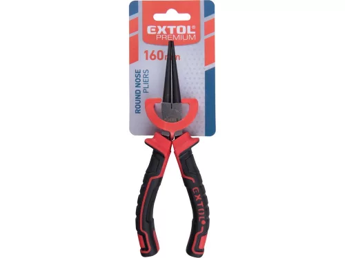 Extol Premium kerek csőrű fogó 160mm duál vörös/fekete, TPR nyél, akasztós szerszámtartó