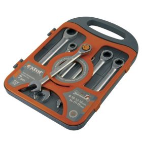 Extol Premium racsnis csillag-villás kulcs készlet 7db 8-19mm CV 72 foggal, 1 irányú forgás