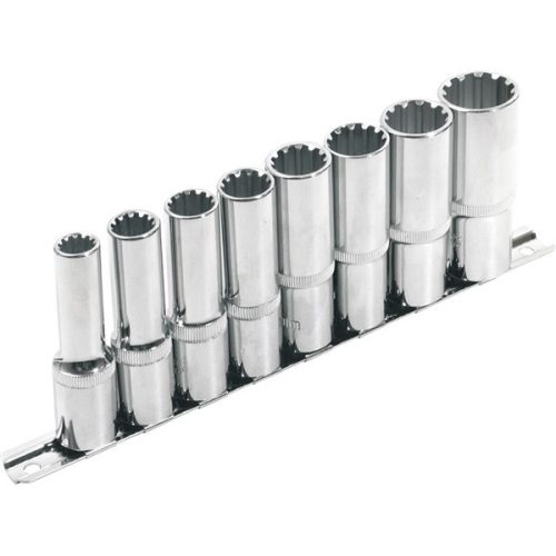 Extol Premium hosszított Multi Lock dugófej készlet 1/2", 8db, tartó sínen