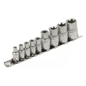 Extol Premium dugófej készlet, e-torx 1/4"×5db (E5-E6-E7-E8-E10), 1/2"×4db, (E12-E14-E16-E18)