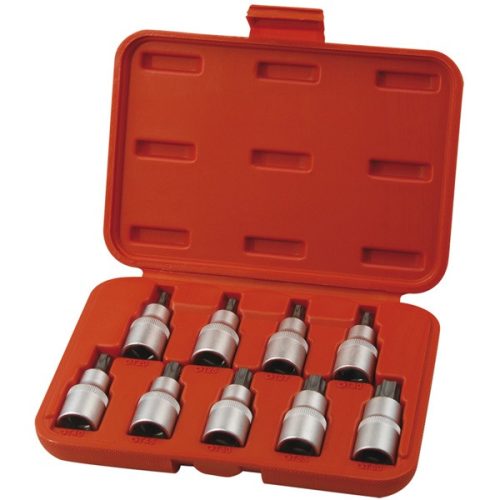 Extol Premium bitdugófej készlet, 9db, TORX, 1/2"×55mm (T20-25-27-30-40-45-50-55-60), CrV/S2