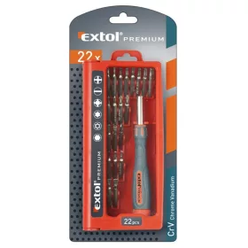 Extol Premium órás csavarhúzó készlet 22 db CV bitekkel