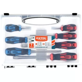 Extol Premium csavarhúzó készlet, 7db 5,5×38, 5,5×100, 6,5×125mm, 8×150mm, PH1×75, PH2×38, PH2×125