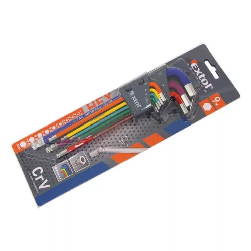 Extol Premium imbuszkulcs készlet, 9db, extra hosszú, CV, 90-230mm
